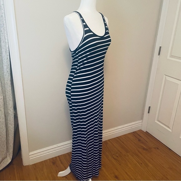 Kirra Sleeveless Summer Long Dress Boho Stripe Maxi Dress Navi White - Size S - Picture 4 of 11